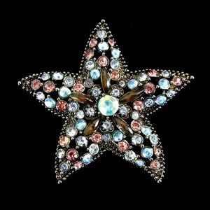 Large rhinestone starfish statement brooch - WOW!